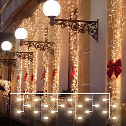 Праздничная гирлянда занавес теплый белый с эффектом мерцания 2*3м IP65 200-101 Elektrostandard Euro a056078