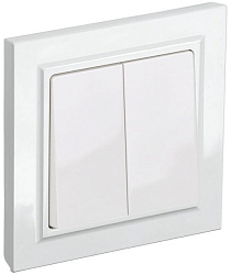 BRITE Выключатель 2-клавишный 10А в сборе ВСР10-2-0-БрБ белый IEK BR-V20-0-10-K01-F