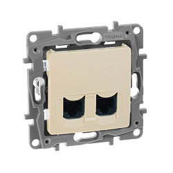 ETIKA Розетка компьютерная двойная RJ45 категория 6 UTP слоновая кость 672354