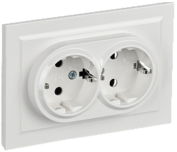 BRITE Розетка 2-местная с заземлением без защитных шторок 16А в сборе РС12-3-БрБ белый IEK BR-R21-16-K01-F
