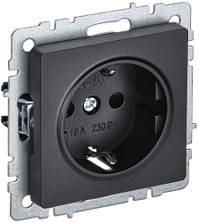 BRITE Розетка 1-местная с заземлением с защитными шторками 16А РС14-1-0-БрЧ черный IEK BR-R14-16-K02