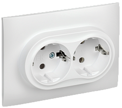 SKANDY Розетка 2-местная с заземлением без защитных шторок 16А в сборе SK-R08W арктический белый IEK SK-R21-16-K01-F
