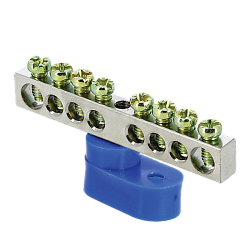 Шина "0" N (6x9мм) 8 отв. цинк синий угловой изолятор EKF sn1-63-08-1