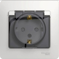 Розетка 1-м СП Glossa 16А IP44 с заземл. защ. шторки с крышкой в сборе бел. SE GSL000148 275157