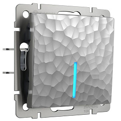 Выключатель одноклавишный с подсветкой (hammer серебряный) Werkel W1210106