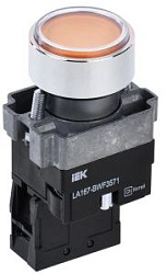 Кнопка управления LA167-BWF3571 d=22мм RC 1з с подсветкой желтая IEK BBT20-BWF3571-1-12-67-K05