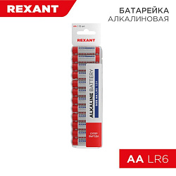 Батарейка алкалиновая AA/LR6, 1,5В, 12 шт, блистер REXANT 30-1026