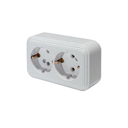 Розетка 2-местная RA16-238-Белая с заземляющим контактом, 16А, IP20 RA16-238-Б