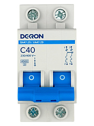 Автоматический выключатель ВА47-29 2P С40A 4,5кА mcb29-2-C40-dek