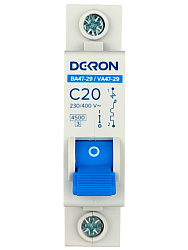 Автоматический выключатель ВА47-29 1P С20A 4,5кА mcb29-1-C20-dek