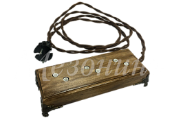 Удлинитель ретро "ALBERO" 3-м.,темный дуб, бронзовая ножка, витой провод GE70333-26