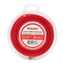 Трубка термоусаживаемая ТУТ нг 4,0/2,0мм, красная, ролик 2,44м REXANT 29-0014