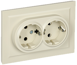 BRITE Розетка 2-местная с заземлением без защитных шторок 16А в сборе РС12-3-БрКр бежевый IEK BR-R21-16-K10-F