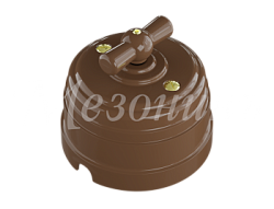 Выключатель ретро пластиковый поворотный на четыре положения (2-х клавишный), IP20, цвет - какао, УС GE30401-70