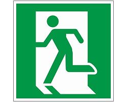 Знак наклейка E01-01 "Выход здесь" (левосторонний) (200х200) EKF an-5-01