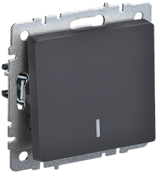 BRITE Выключатель 1-клавишный проходной с индикацией 10А ВС10-1-7-БрГ графит IEK BR-V12-1-10-K53