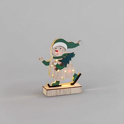 Деревянная фигурка с подсветкой Снеговик 18 см NEON-NIGHT 504-017