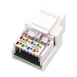 Модуль Keystone Jack RJ-45(8P8C), UTP, CAT 5e, тип 180 градусов, белый REXANT 03-1011