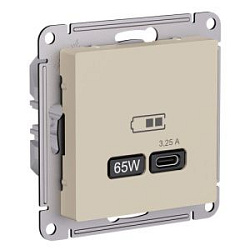 Розетка USB AtlasDesign тип-C 65Вт высокоскор. заряд. QC PD механизм песочн. SE ATN001227 1712817