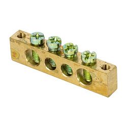 Шина PEN "ноль-земля" (6x9мм) 4 отв. латунь крепеж по краям EKF sn0-63-04-k