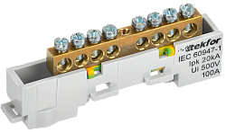 TEKFOR Шина PE "земля" неизолированная на универсальном держателе 6х9-8-Ж IEK TF-NN10-08-DL-K05