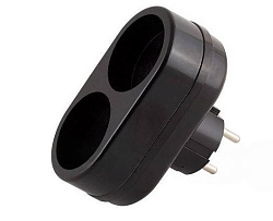 Сетевой разветвитель 2 гн. б/з, 6А, 2T черный, в индивидуальной упаковке 2T чёр. И.У.