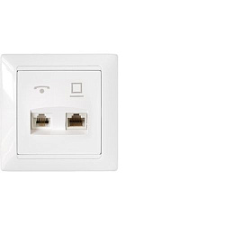 Розетка комбинированная (телефонная + компьютерная) скрытой установки (полимерный суппорт) ТРК-003 1816BY