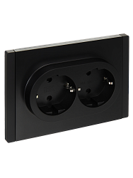 FORTE&PIANO Розетка 2-местная с заземлением с защитными шторками безвинтовое крепление 16А FP123 черный IEK FP-R24-16-1-K02