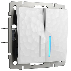 Выключатель двухклавишный с подсветкой (hammer белый) Werkel W1220101