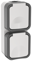 TORS Розетка 2-местная вертикальная 16А IP55 TS232 серо-белый IEK TS-R26-16-55-V-K41