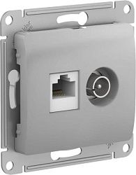 Розетка компьютерная + телевизионная 2-м Glossa RJ45 кат.5E + TV механизм алюм. SE GSL000389 1402910