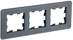BRITE Рамка 3-местная РУ-3-2-Бр стекло графит RE IEK BR-M32-G-41-K53