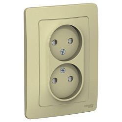 Розетка 2-м СП Blanca 16А IP20 250В без заземл. защ. шторки беж. SE BLNRS000127 520087