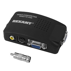 Конвертер BNC/RCA + S-video на VGA, пластик REXANT 17-6910