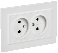 BRITE Розетка 2-местная без заземления без защитных шторок 10А в сборе РС12-2-БрАБ арктический белый IEK BR-R20-10-K91-F
