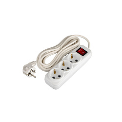 Удлинитель УБкн-03 3 гнезда 5м с заземлением с кнопкой ПВС 3*0,75 (10А)  УБкн03-0925