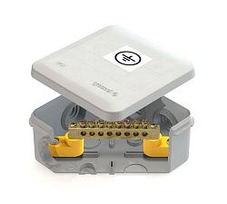 Коробка уравнивания потенциалов (КУП) 100х100х50мм, 6 гермовводов, с шиной 6х9 8груп, P55 (48шт) GE41361