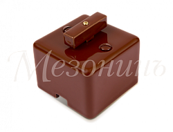 Выключатель ретро проходной фарфоровый поворотный на 2 положения, коллекция "QUADRA" , цвет - коричн GE80404-04