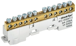 TEKFOR Шина L "фаза" неизолированная на универсальном держателе 6х9-12-Ср IEK TF-NN10-12-DL-K03