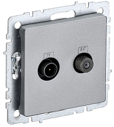 BRITE Розетка двойная TV+SAT РТВ/РСп12-БрА алюминий IEK BR-AF20-O-K47