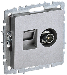 BRITE Розетка двойная TV+RJ45 кат.5E РТВ/РК12-БрА алюминий IEK BR-AK20-1-K47