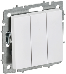 BRITE Выключатель 3-клавишный 10А ВС10-3-0-БрАБ арктический белый IEK BR-V30-0-10-K91