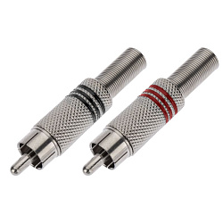 Разъем штекер RCA металл под винт черный/красный PROconnect 14-0410-4