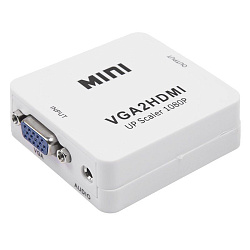 Конвертер VGA + Стерео 3,5мм на HDMI, пластик, белый REXANT 17-6930