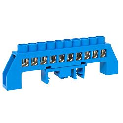 Шина "0" N (8x12мм) 10 отв. латунь синий нейл. корп. комбинир. розн. стикер EKF sn0-125-10-dn-r