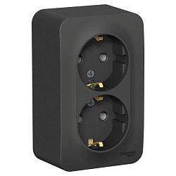 Розетка 2-м ОП Blanca 16А IP20 250В с заземл. без защ. шторок антрацит SE BLNRA010206 1210620