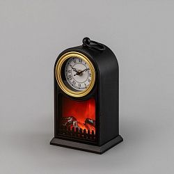 Светодиодный камин Старинные часы с эффектом живого огня 14,7x11,7x25 см, черный, батарейки 2хС (не в комплекте) USB NEON-NIGHT 511-020