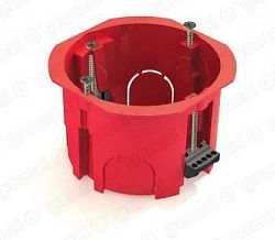 Коробка установочная 1-местная D68х45мм ГИПС с пластиковыми лапками КРАСНАЯ (100шт/уп) GE40022