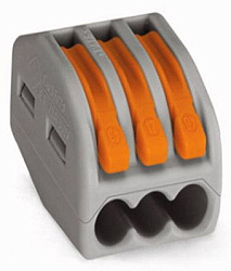 222-413 Универсальная клемма, 3-проводная, серая (0,08-2,5/4 мм²) (50 шт/уп) WAGO 07-5153