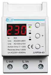 Однофазное реле напряжения с дисплеем 63A (ввод снизу) JJVPD4-63